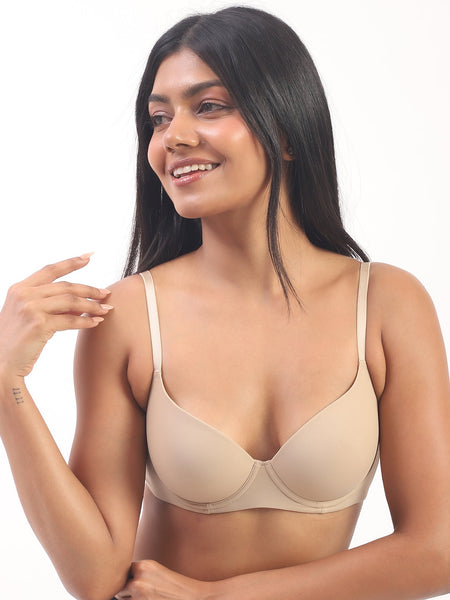 Nina- Padded Underwired T-shirt Bra in Beige