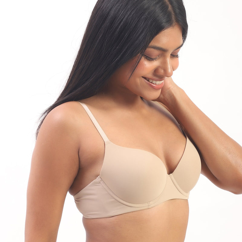 Nina- Padded Underwired T-shirt Bra in Beige