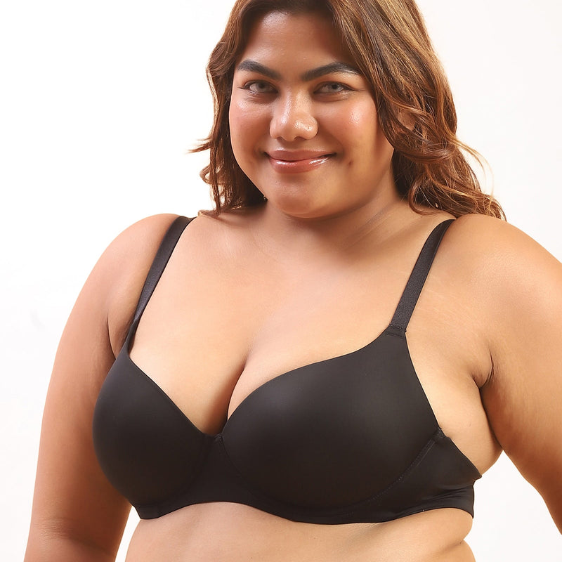 Nina – Padded Underwired T-shirt Bra in Black