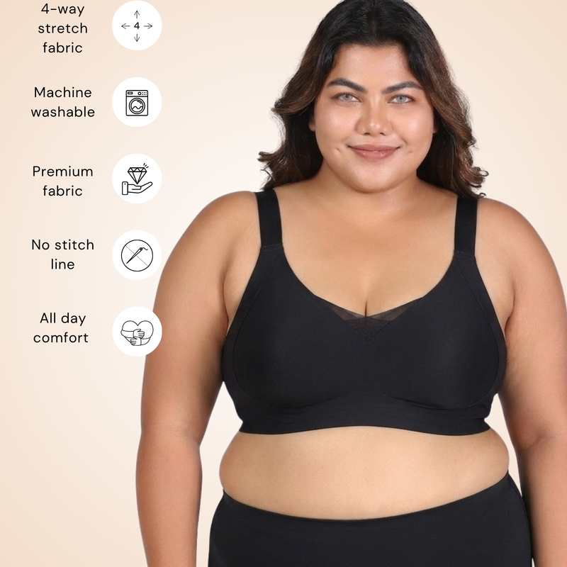 Nora – Wireless Black Bra for Everyday Support