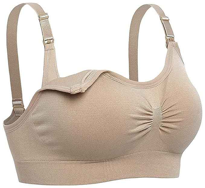 Women Organic Antimicrobial Soft Feeding Full Bust Seamless Nursing, Breastfeeding Maternity Bra with Remove Pads Pack of 3