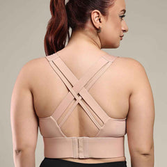 Brachy Women Plus Size Full Coverage Padded Rapid-Dry High Impact Styled Back Hook Workout Bra.