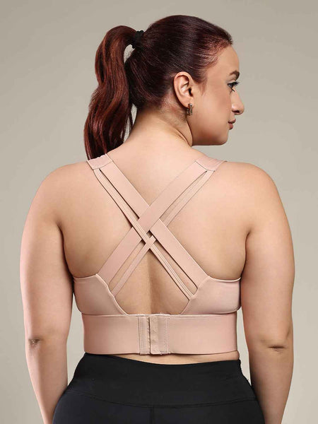 Brachy Women Plus Size Full Coverage Padded Rapid-Dry High Impact Styled Back Hook Workout Bra.