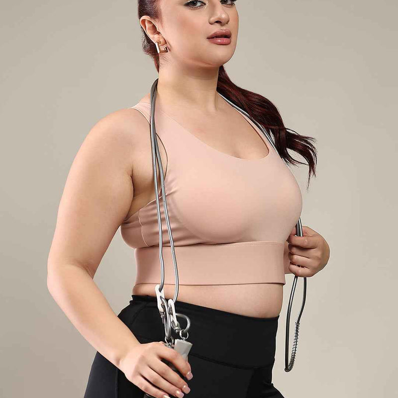 Brachy Women Plus Size Full Coverage Padded Rapid-Dry High Impact Styled Back Hook Workout Bra.