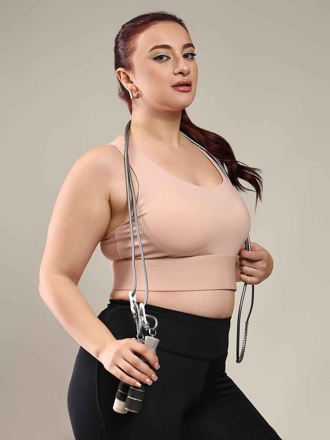 Brachy Women Plus Size Full Coverage Padded Rapid-Dry High Impact Styled Back Hook Workout Bra.