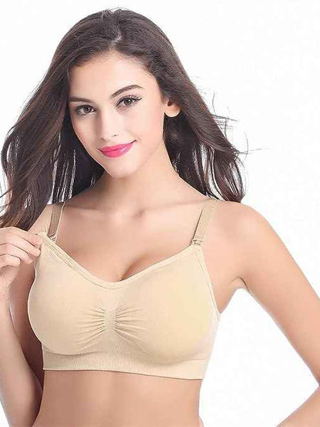 Women Organic Antimicrobial Soft Feeding Full Bust Seamless Nursing, Breastfeeding Maternity Bra with Remove Pads Pack of 3