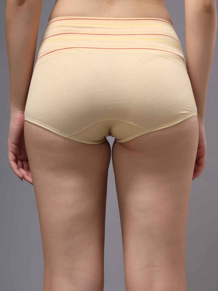 Women Striped Hipster Briefs High Waist Full Coverage Panty