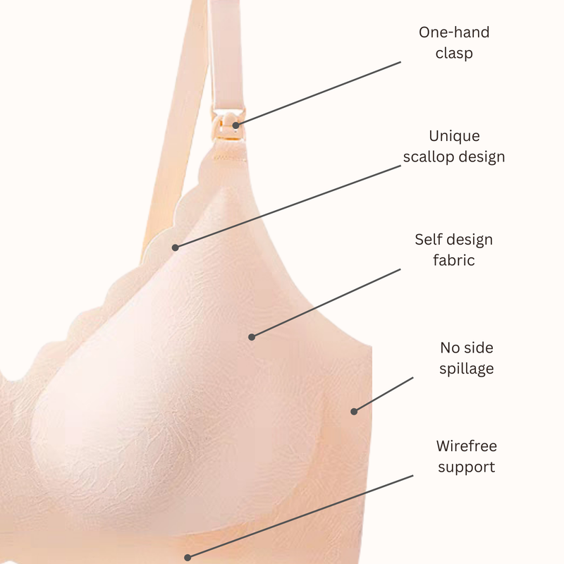 MamaEase Seamless Wirefree Padded Nursing Bra Beige
