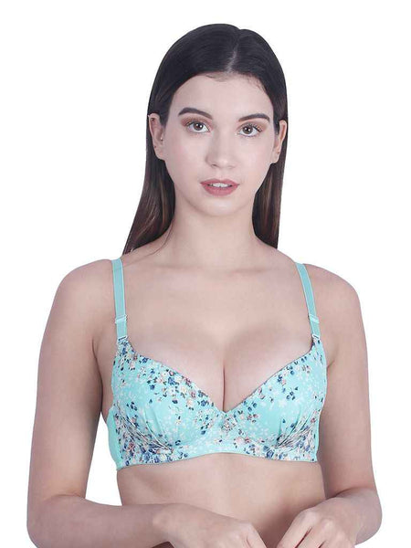 Women sky blue  Underwired Lightly Padded Pushup T-Shirt Bra