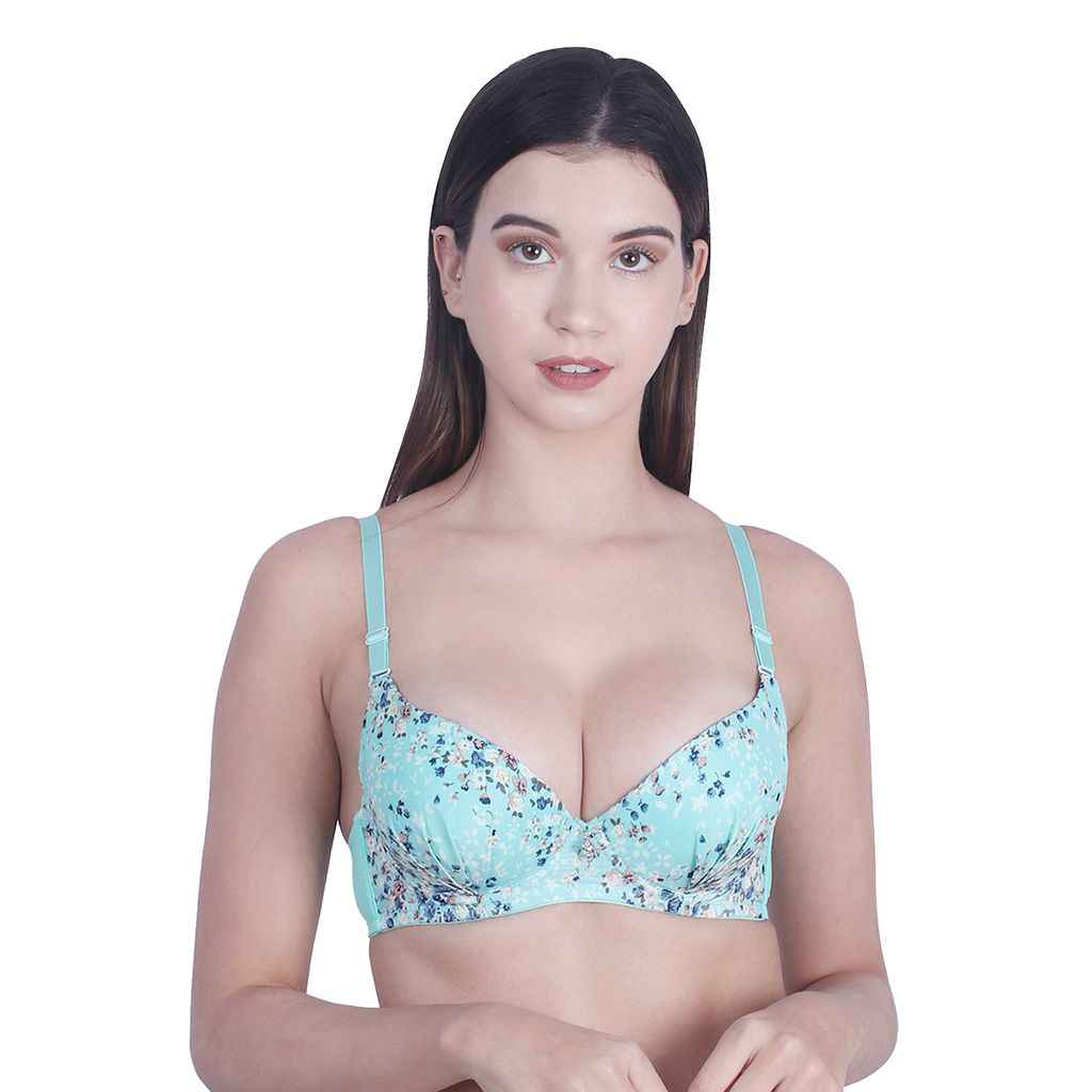 Women sky blue  Underwired Lightly Padded Pushup T-Shirt Bra