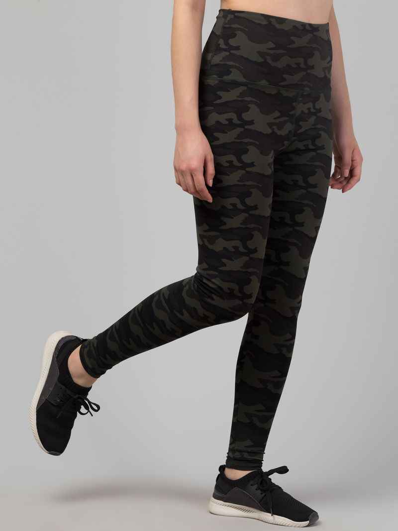 Women Black Neon Green Printed Tights