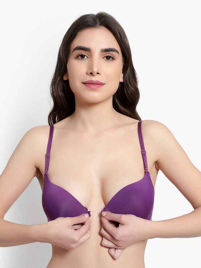 Women Purple Solid Perfect Front Closure Lingerie
