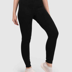 Slim Fit Black Thick Warm High Waisted Premium Fleece Lined Thermal Leggings for Women