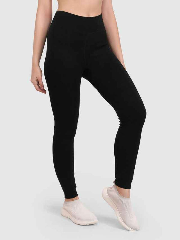 Slim Fit Black Thick Warm High Waisted Premium Fleece Lined Thermal Leggings for Women