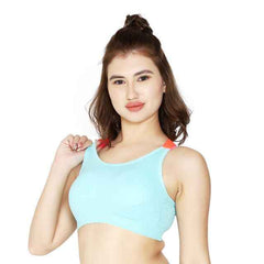 Sky Blue Solid Non-Wired Lightly Padded Sports Bra