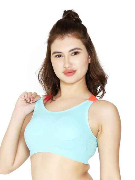Sky Blue Solid Non-Wired Lightly Padded Sports Bra
