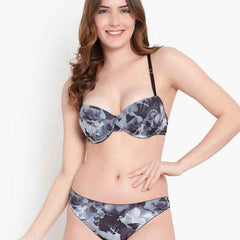 Printed Heavily Padded Lingerie Set
