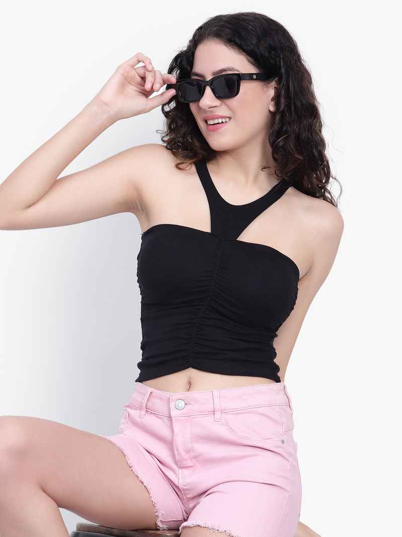 Sleeveless Ruched Fitted Top
