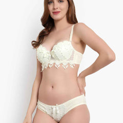 Lace-Designed Heavily-Padded Lingerie Set