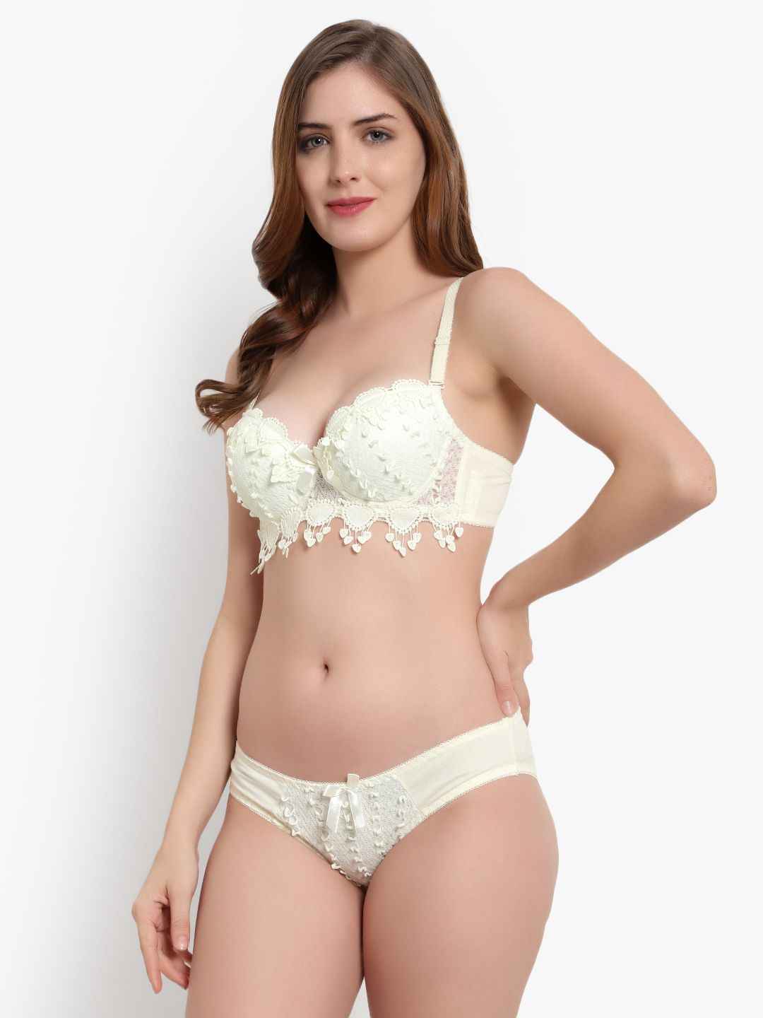 Lace-Designed Heavily-Padded Lingerie Set
