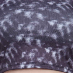 Abstract Printed Round Neck Fitted Opaque Crop Cotton Fitted Top