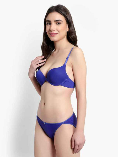 Women  Blue Solid Perfect Front Closure Lingerie