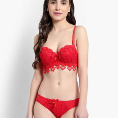 Lace-Designed Heavily-Padded Lingerie Set