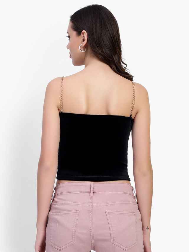 Cotton Velvet Tube Crop Top