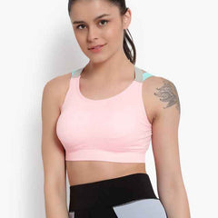 Peach Solid Non-Wired Lightly Padded Sports Bra