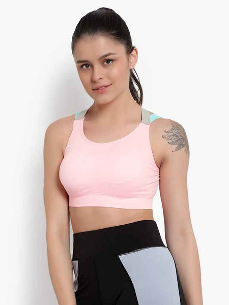 Peach Solid Non-Wired Lightly Padded Sports Bra