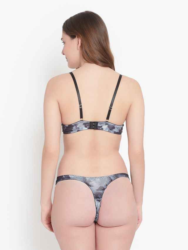 Printed Heavily Padded Lingerie Set