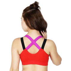 Red Solid Non-Wired Lightly Padded Sports Bra