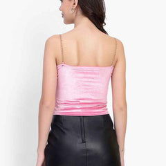 Sweetheart Neck Shoulder Straps Velvet Crop Top