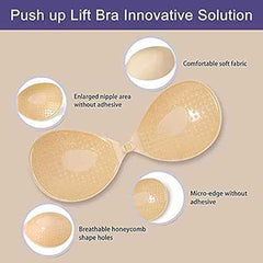 Beige Solid Silicon Non-Wired Lightly Padded Bandeau Bra