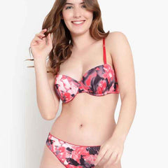 Printed Heavily Padded Lingerie Set