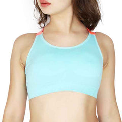 Sky Blue Solid Non-Wired Lightly Padded Sports Bra