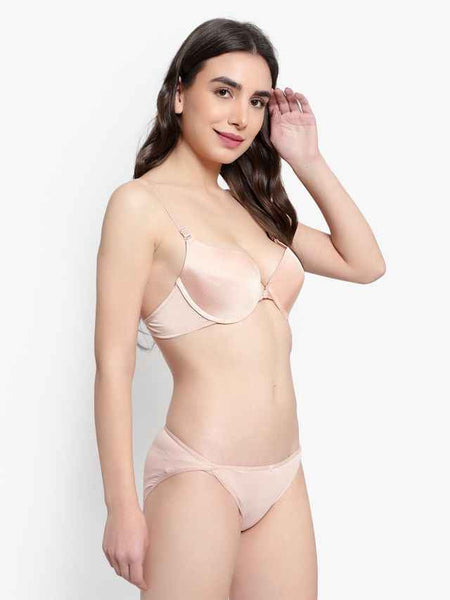 Women Beige Solid Perfect Front Closure Lingerie