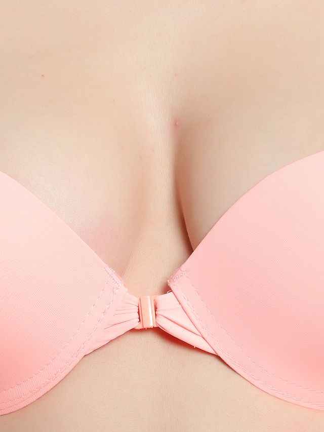 Women Peach Solid Perfect Front Closure Lingerie