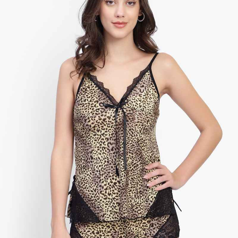 Tiger Print Net Night Wear Sets For Women