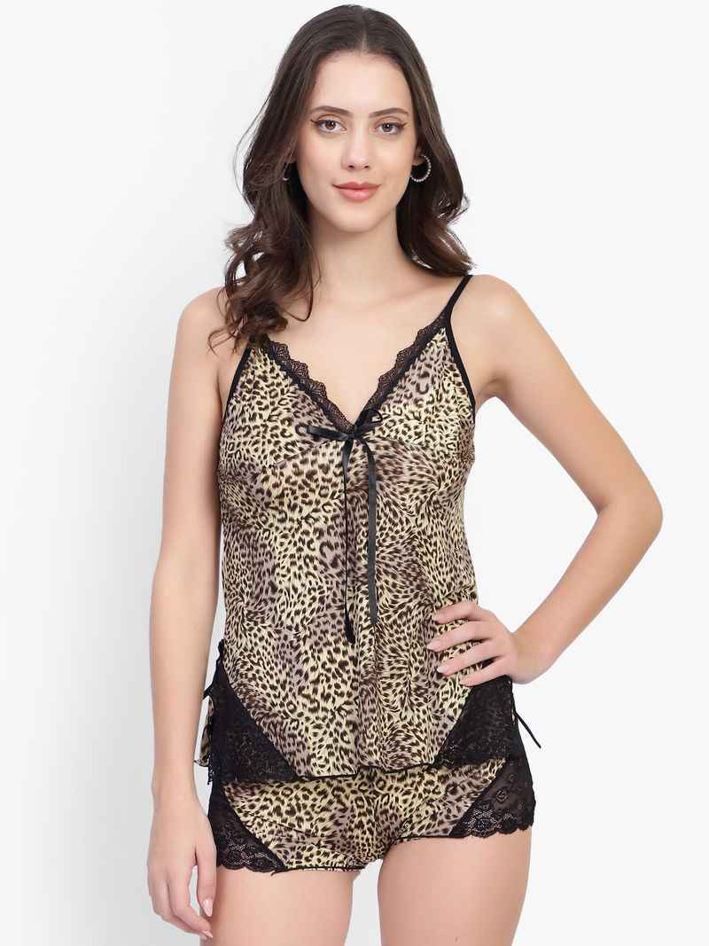 Tiger Print Net Night Wear Sets For Women
