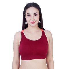 Maroon Solid Non-Wired Lightly Padded Sports Bra