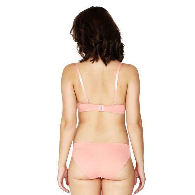 Women Peach-Colored Printed Lingerie Set
