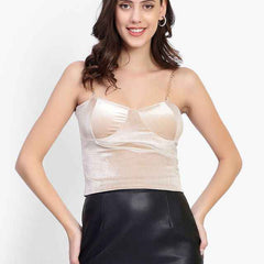 Solid Shoulder Straps Crop Top