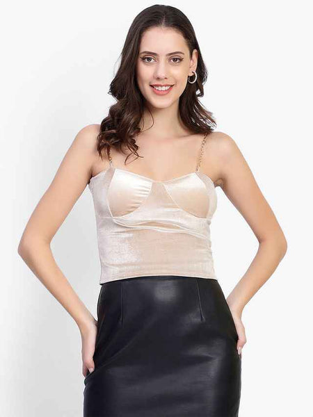 Solid Shoulder Straps Crop Top