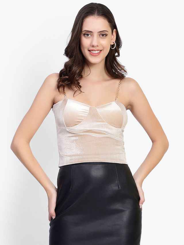 Solid Shoulder Straps Crop Top