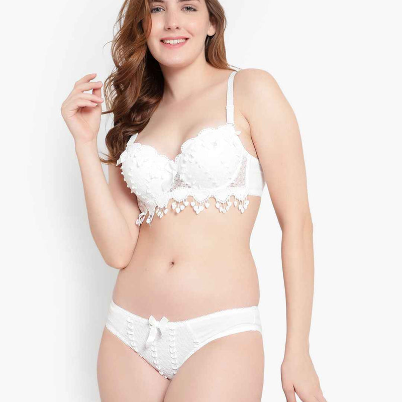 Lace-Designed Heavily-Padded Lingerie Set
