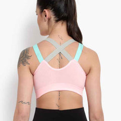 Peach Solid Non-Wired Lightly Padded Sports Bra