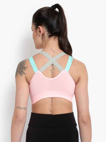 Peach Solid Non-Wired Lightly Padded Sports Bra