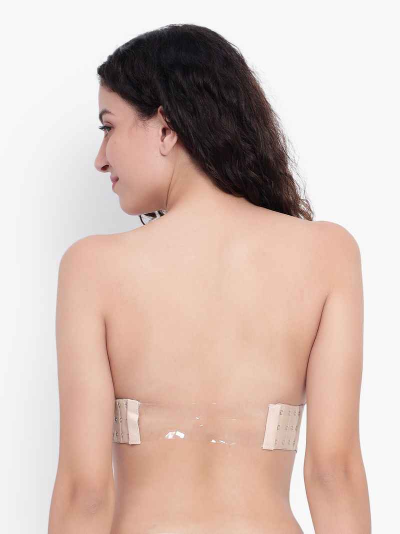 Nude Women Underwired Heavily Padded Bandeau Backless Bra