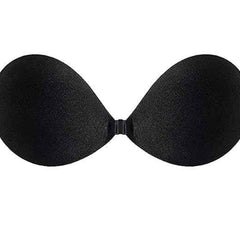 Black Solid Silicon Non-Wired Lightly Padded Bandeau Bra